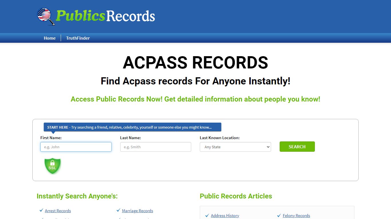 Find Acpass records For Anyone Instantly!